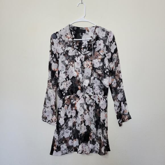 Intermix Libby Floral Silk Chiffon Lace Up Dress XS - Picture 4 of 7